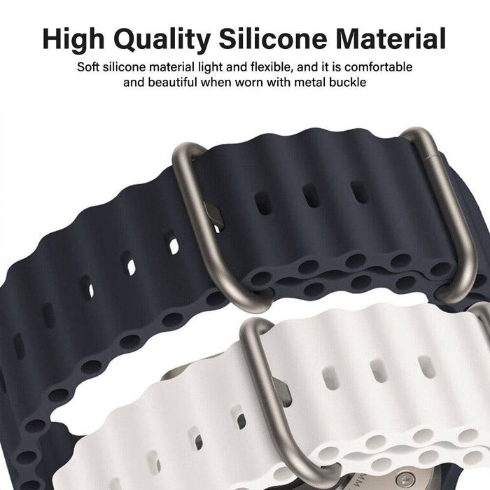 REDEFINE Ocean Silicone Sport Apple Watch Band 42/44/45/49mm Black White - JPC MOBILE ACCESSORIES