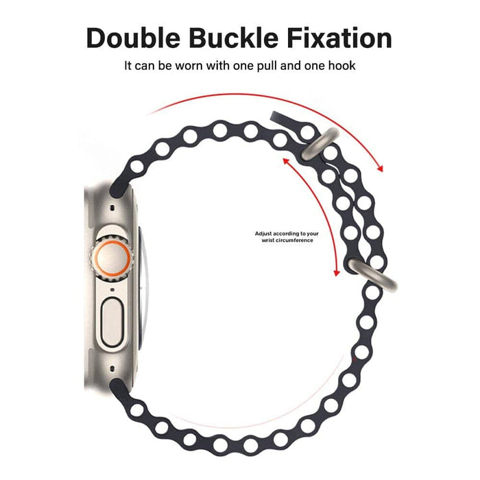 REDEFINE Ocean Silicone Sport Apple Watch Band 42/44/45/49mm Black White - JPC MOBILE ACCESSORIES