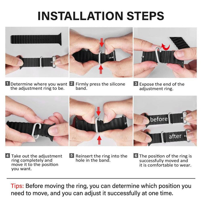 REDEFINE Ocean Silicone Sport Apple Watch Band 38/40/41mm Black White - JPC MOBILE ACCESSORIES