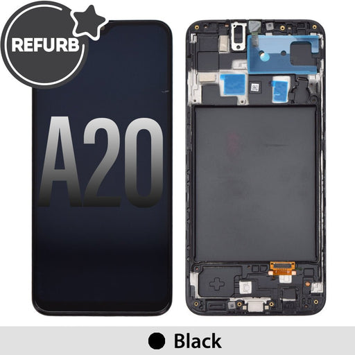 REFURB OLED Screen Replacement Digitizer with Frame for Samsung Galaxy A20-Black Phone Screen Assembly JPC MOBILE ACCESSORIES