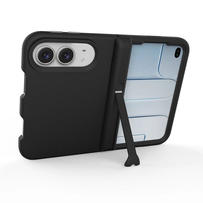 Rear view of the black Rhinos case showing the textured shell and camera opening