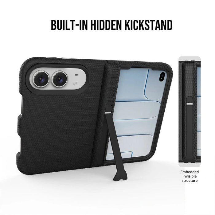 Black Rhinos iPhone Duo case with the centre-frame kickstand extended for hands-free viewing