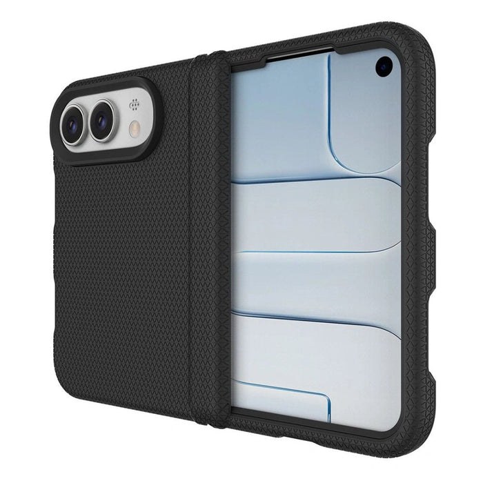 Open view of the black iPhone Duo case showing the inside of the rear cover