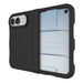 Open view of the black iPhone Duo case showing the inside of the rear cover