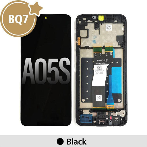 Samsung Galaxy A05s LCD screen replacement with frame – black front view