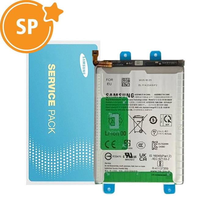 Samsung Galaxy A16 and A17 5000mAh Service Pack battery front with packaging