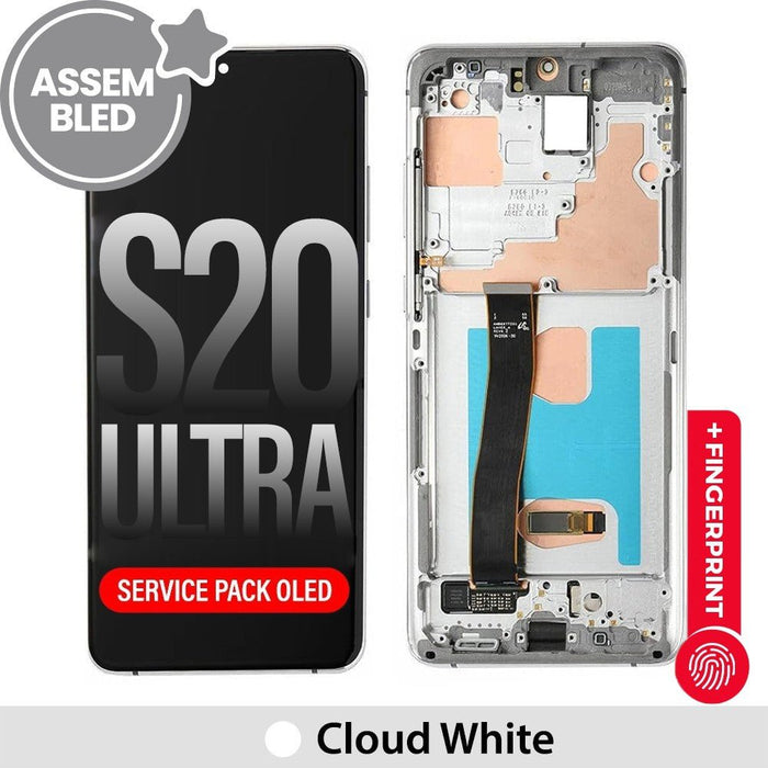 Samsung Galaxy S20 Ultra 5G OLED Screen Assembly with Frame G988B Cloud White Replacement Screen Replacement JPC MOBILE