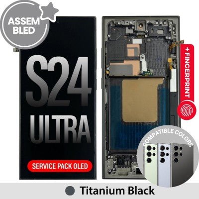 Samsung S24 Ultra OLED Screen Frame Assembly Titanium Black Screen Replacement JPC MOBILE ACCESSORIES
