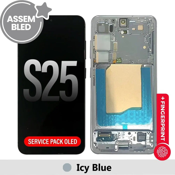 Samsung S25 Screen Replacement S931B - Service Pack OLED with Refurbished Ice Blue Frame Samsung OLED Screen Assembly with Frame Replacement Part JPC MOBILE ACCESSORIES