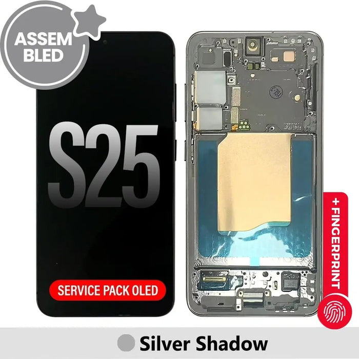 Samsung S25 Screen Replacement S931B - Service Pack OLED with Refurbished Silver Shadow Frame Samsung OLED Screen Assembly with Frame Replacement Part JPC MOBILE ACCESSORIES