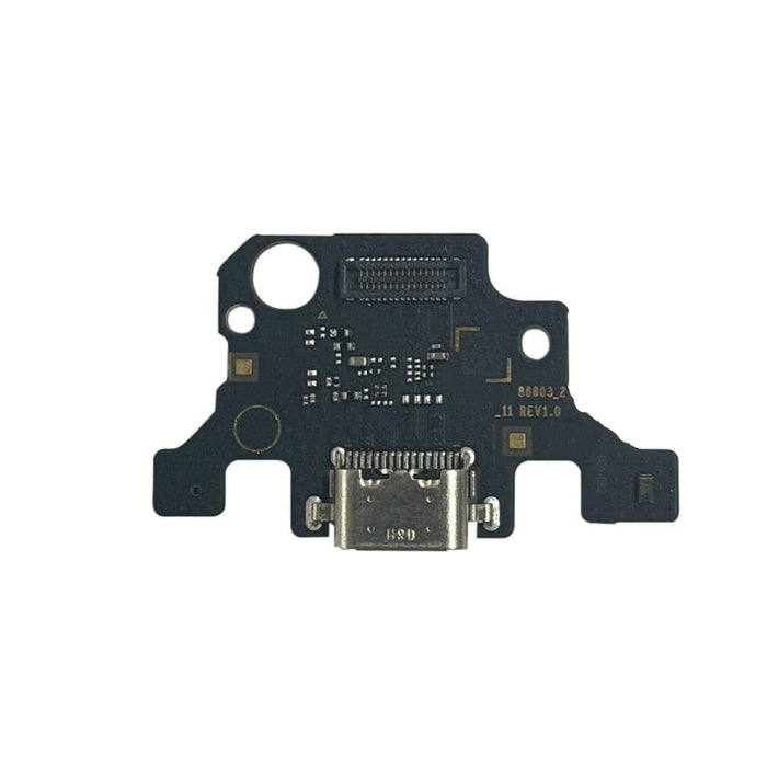 Close-up view of Samsung Galaxy Tab A9 Plus genuine OEM charging port flex cable removed from working device showing connector pins and ribbon cable