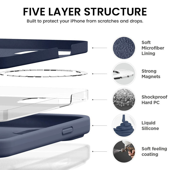 Liquid Silicone Case Cover with Magnetic Ring for iPhone 15 Pro Magsafe