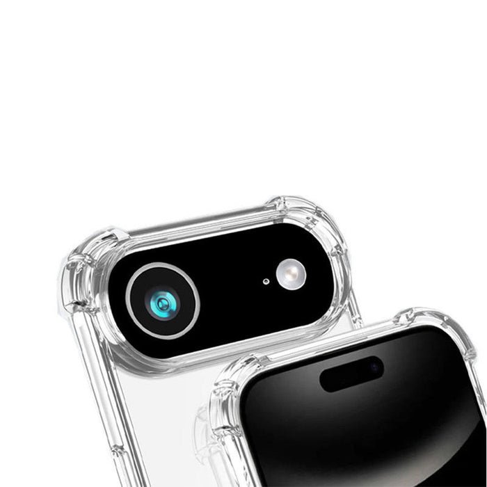 Close-up of Solar Crystal Hybrid Case iPhone 17 Air German BAYER materials showcasing crystal clear transparency with anti-yellowing technology perfectly displaying device design through premium acrylic back panel