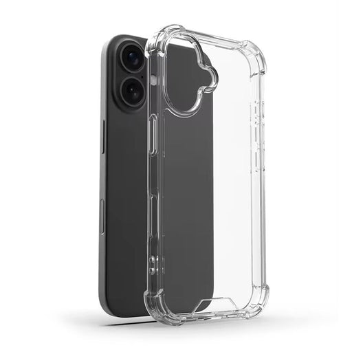 Solar Crystal Hybrid Case for iPhone 17 with German BAYER acrylic back and TPU frame showing crystal clear transparency, Air SAC corner protection, and military grade drop protection design for 6.1 inch iPhone 17 2025 model