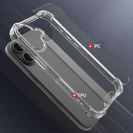 Close-up detail of Solar Crystal Hybrid Case Air SAC technology corner protection for iPhone 17 showing shock-absorbing air cushions that dissipate impact force and provide military grade drop protection