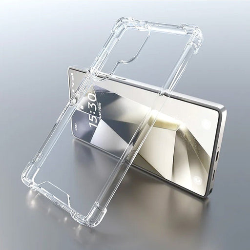 Galaxy S25 Edge Solar Crystal case air cushion technology demonstration showing shock absorption protection system