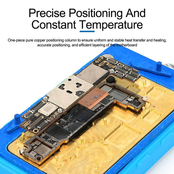 SUNSHINE heating station demonstrating CPU de-glue and tin removal capabilities for iPhone 13 Pro Max motherboard repairs