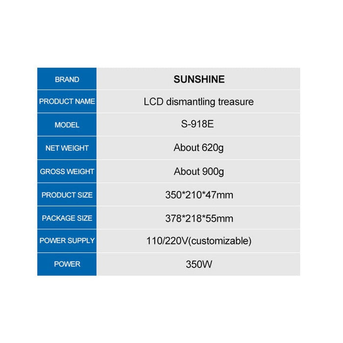SUNSHINE S-918E professional setup guide mobile repair equipment installation instructions