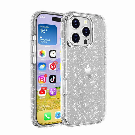 UTIA Ultimake iPhone 16 Plus case Shiny Clear variant showcasing transparent design with military-grade protection and full phone feature accessibility