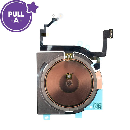Front view of Pull-A wireless charging coil and flash flex for iPhone 15