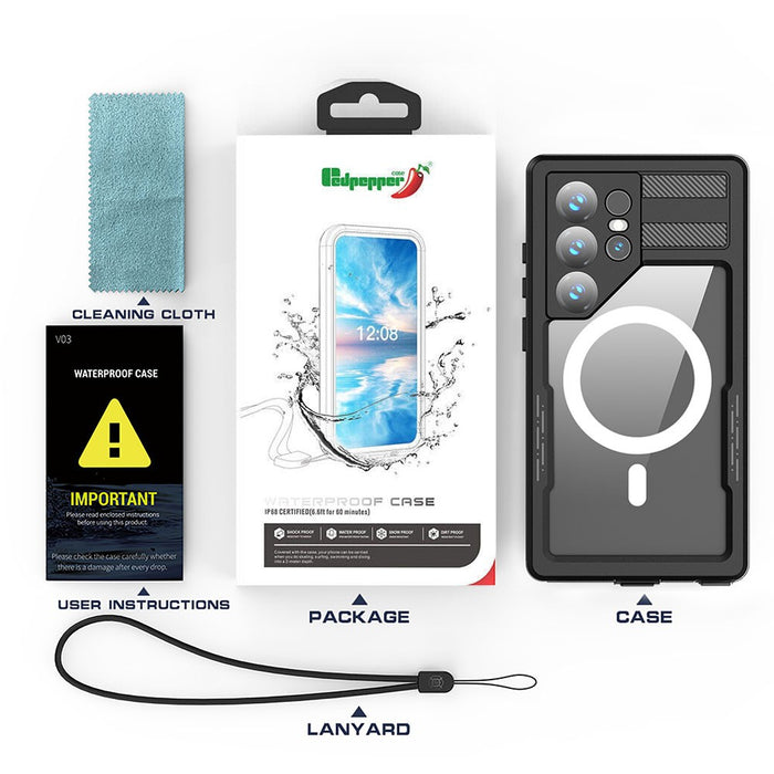 Redpepper Dot+ IP68 Waterproof Case Samsung Galaxy S26 Ultra — Magnetic Ring + Lanyard | SM-S948B