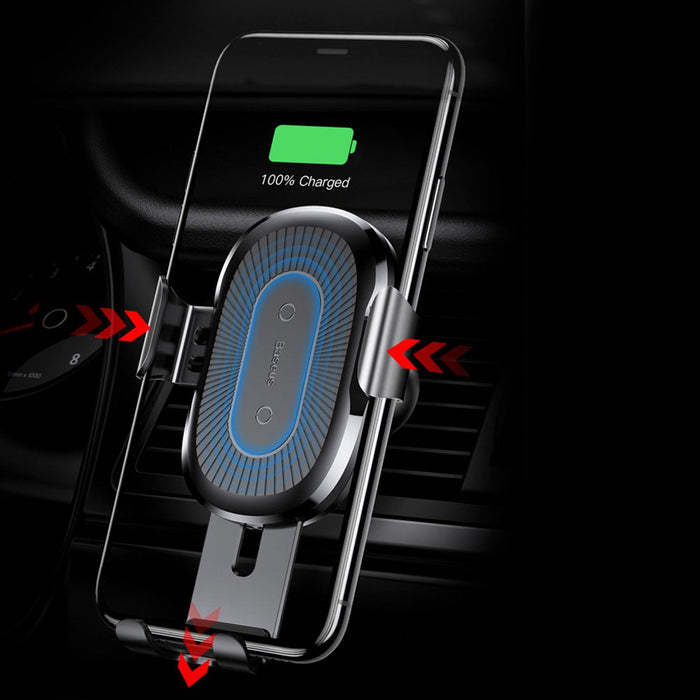 Baseus Wireless Charger Gravity Car Mount Phone Bracket Air Vent Holder + Qi Charger