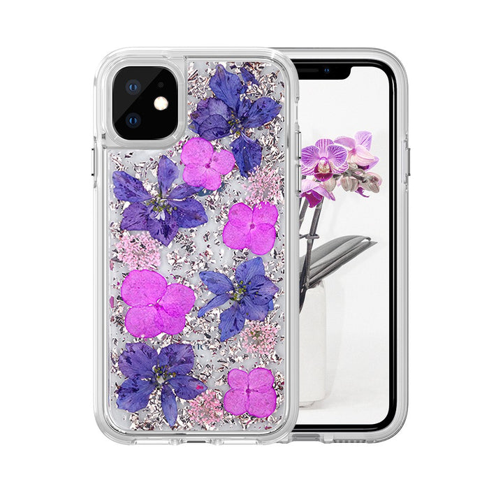 Dried Flower Bling Gold Foil Clear Case Cover for iPhone 11 (6.1'')
