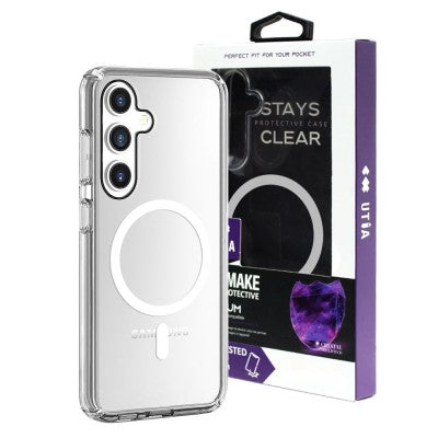 UTIA Shockproof Transparent Magsafe Cover Case for Samsung Galaxy S24 Plus-Transparent