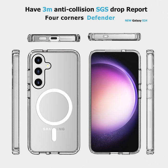 UTIA Shockproof Transparent Magsafe Cover Case for Samsung Galaxy S24 Plus-Transparent