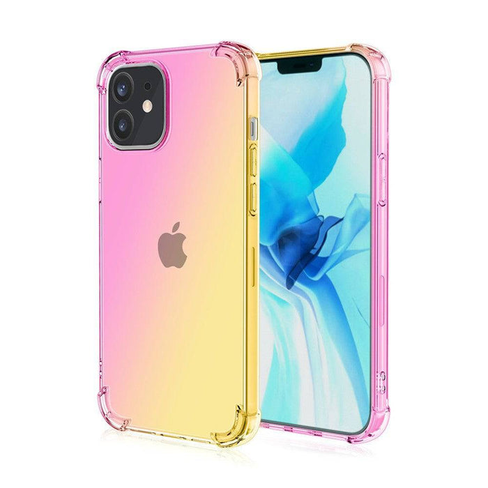 Clear rainbow airbag iPhone 12 Pro Max case in Pink+Gold