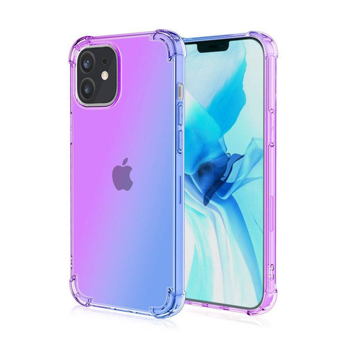 Clear rainbow airbag iPhone 12 Pro Max case in Purple+Blue