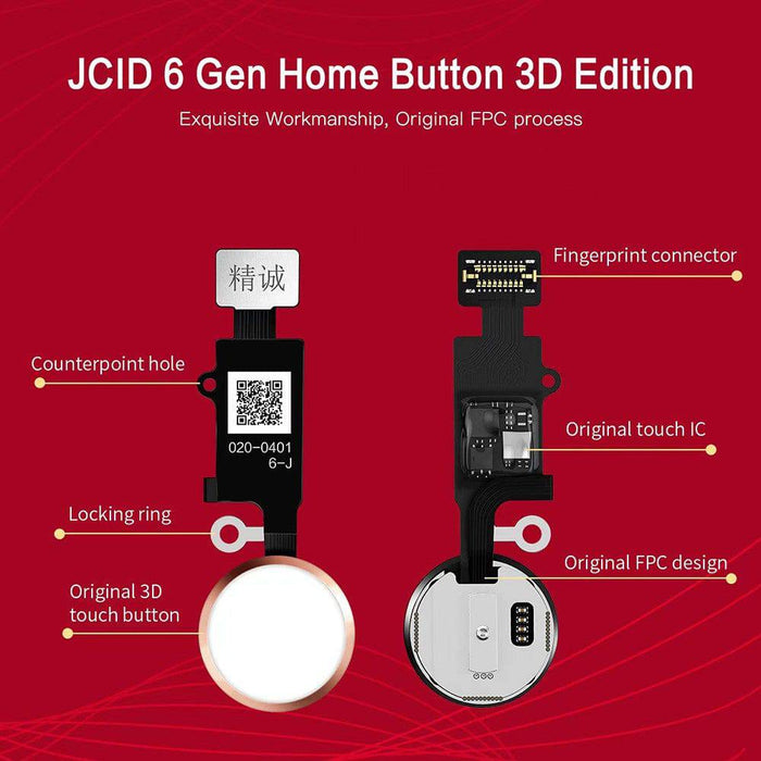 JC 6 Gen iPhone 7 / 7 Plus / 8 / 8 Plus / SE (2020) / SE (2022) Home Button (3D Edition)-Black - JPC MOBILE ACCESSORIES