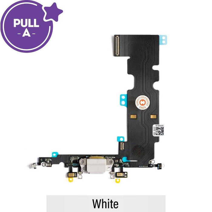 Charging Port Flex Cable for iPhone 8 Plus (PULL-A) - White | High-Quality Replacement.