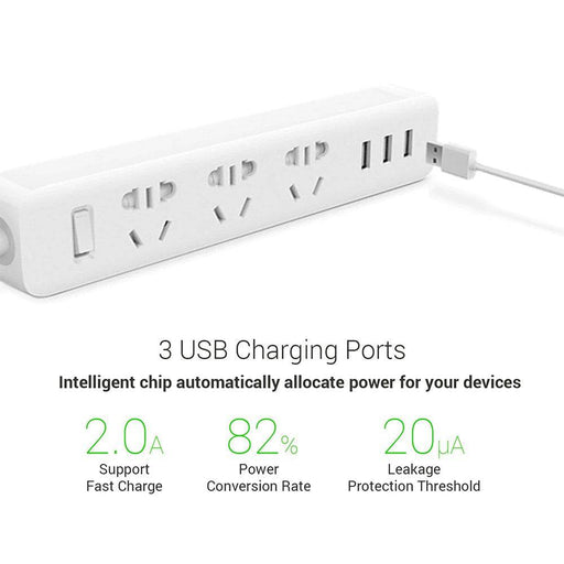 Xiaomi Power Strip 3 Socket With 3 Fast Charging USB Port - JPC MOBILE ACCESSORIES