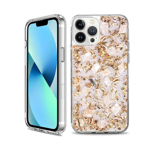 Dried Flower Bling Gold Foil Clear Case iPhone 13 Pro Max - Fashion Transparent with Real Flowers