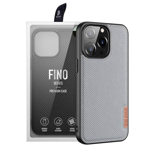 DUX DUCIS Fino Series iPhone 13 Pro Max case black color front view showing reflective nylon texture