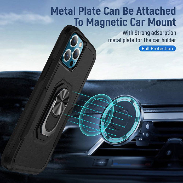 Dual Layer Shockproof Case Cover With Metal Ring Holder for iPhone 13 Pro - JPC MOBILE ACCESSORIES