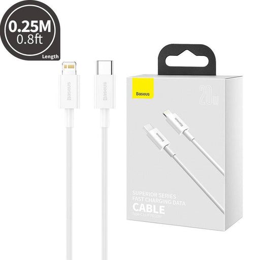 1️⃣ Baseus Superior Series Type-C to Lightning PD 20W Fast Charging Cable – 0.25M