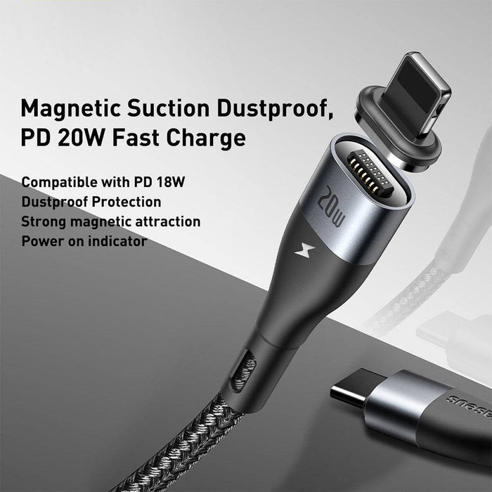 Baseus Zinc Magnetic Safe Fast Charging Data Cable Type-C to IP PD 20W 1M - JPC MOBILE ACCESSORIES
