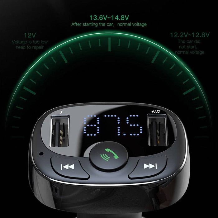 Baseus T Typed S-09A Bluetooth MP3 Car Charger (Standard edition)-Black - JPC MOBILE ACCESSORIES