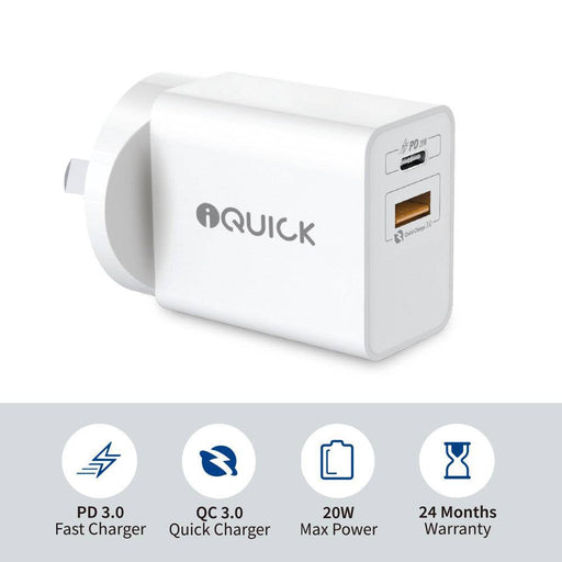 iQuick 20W PD3.0+QC3.0 Fast Charging Adapter - JPC MOBILE ACCESSORIES