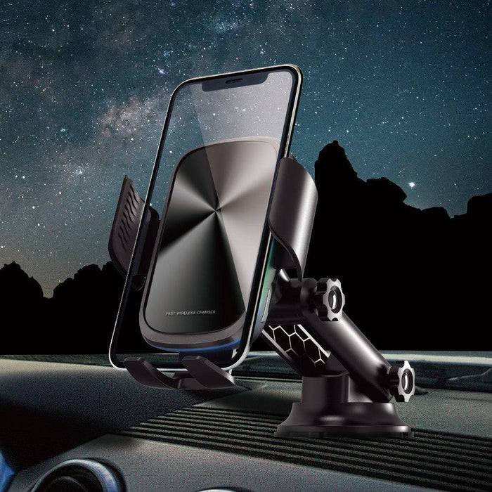 iQuick 15W Wireless Charging Induction Car Holder With Round Gradient Light - JPC MOBILE ACCESSORIES