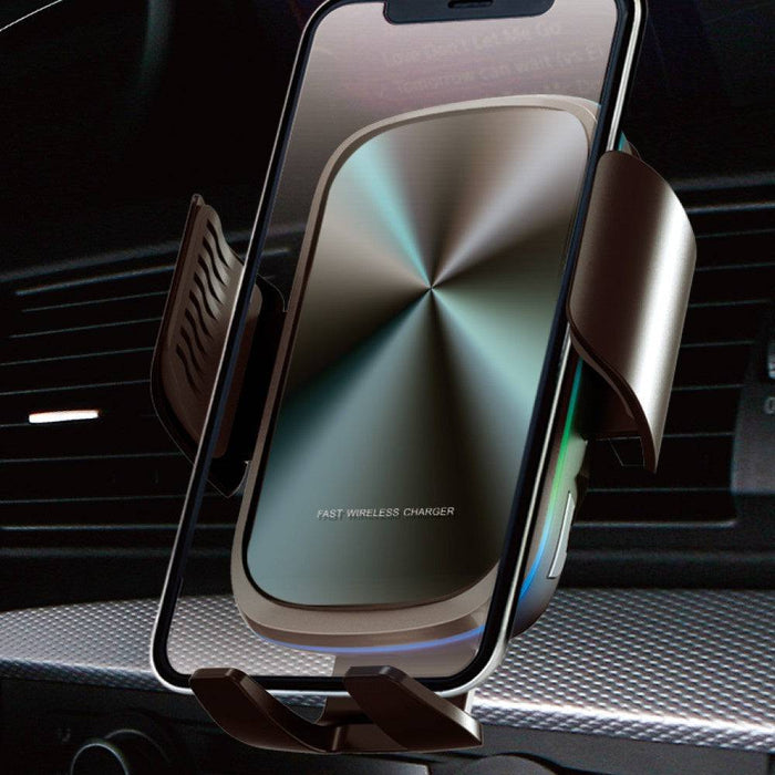 iQuick 15W Wireless Charging Induction Car Holder With Round Gradient Light - JPC MOBILE ACCESSORIES