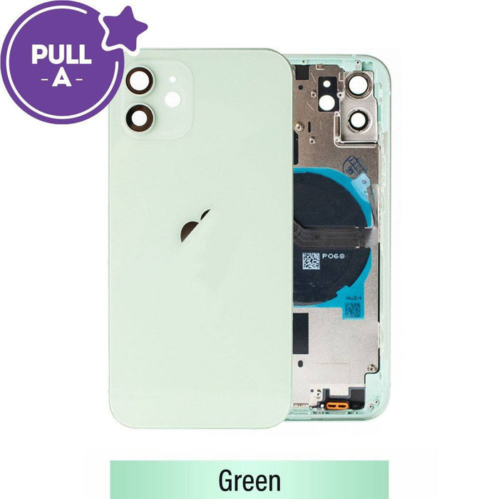 Rear Housing with Small Parts for iPhone 12 (PULL-A) - Green Front View.