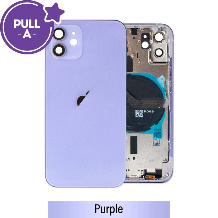 Rear Housing with Small Parts for iPhone 12 (PULL-A) - Purple Front View.