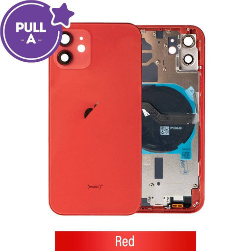 Rear Housing with Small Parts for iPhone 12 (PULL-A) - Red Front View.