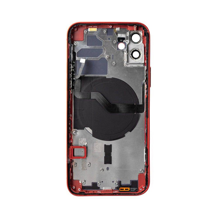 Pre-installed Power and Volume Buttons on iPhone 12 Red Back Housing.