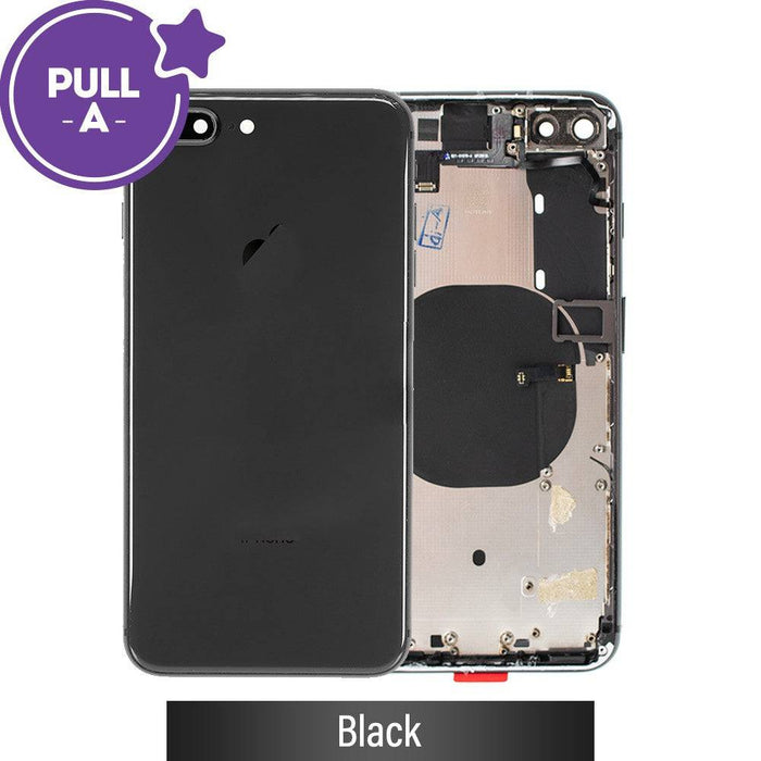 Rear Housing with Small Parts for iPhone 8 Plus (PULL-A) - Black Front View.