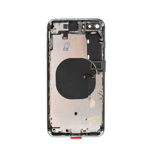 Wireless Charging Flex and SIM Tray in iPhone 8 Plus Black Rear Housing Assembly.