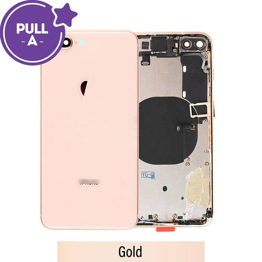 Rear Housing with Small Parts for iPhone 8 Plus (PULL-A) - Gold Front View.